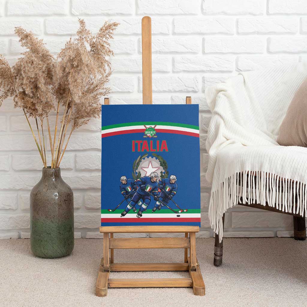 Italy Hockey Canvas Wall Art Italia Hockey Pride Vintage Blue