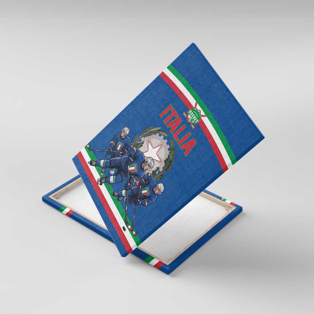 Italy Hockey Canvas Wall Art Italia Hockey Pride Vintage Blue