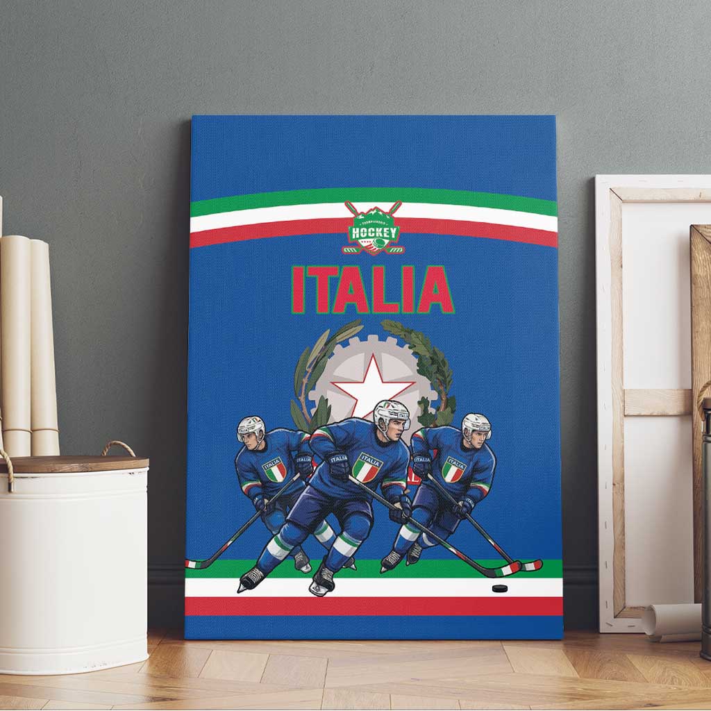 Italy Hockey Canvas Wall Art Italia Hockey Pride Vintage Blue