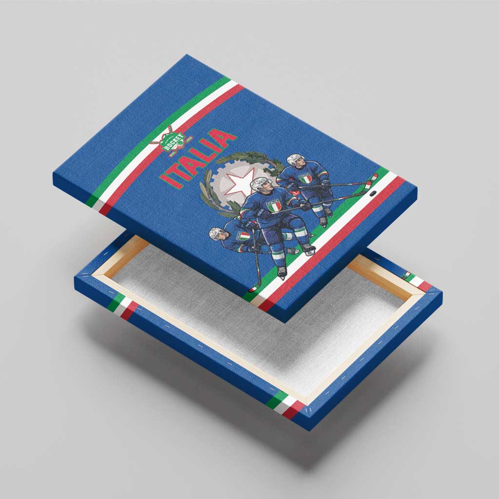 Italy Hockey Canvas Wall Art Italia Hockey Pride Vintage Blue