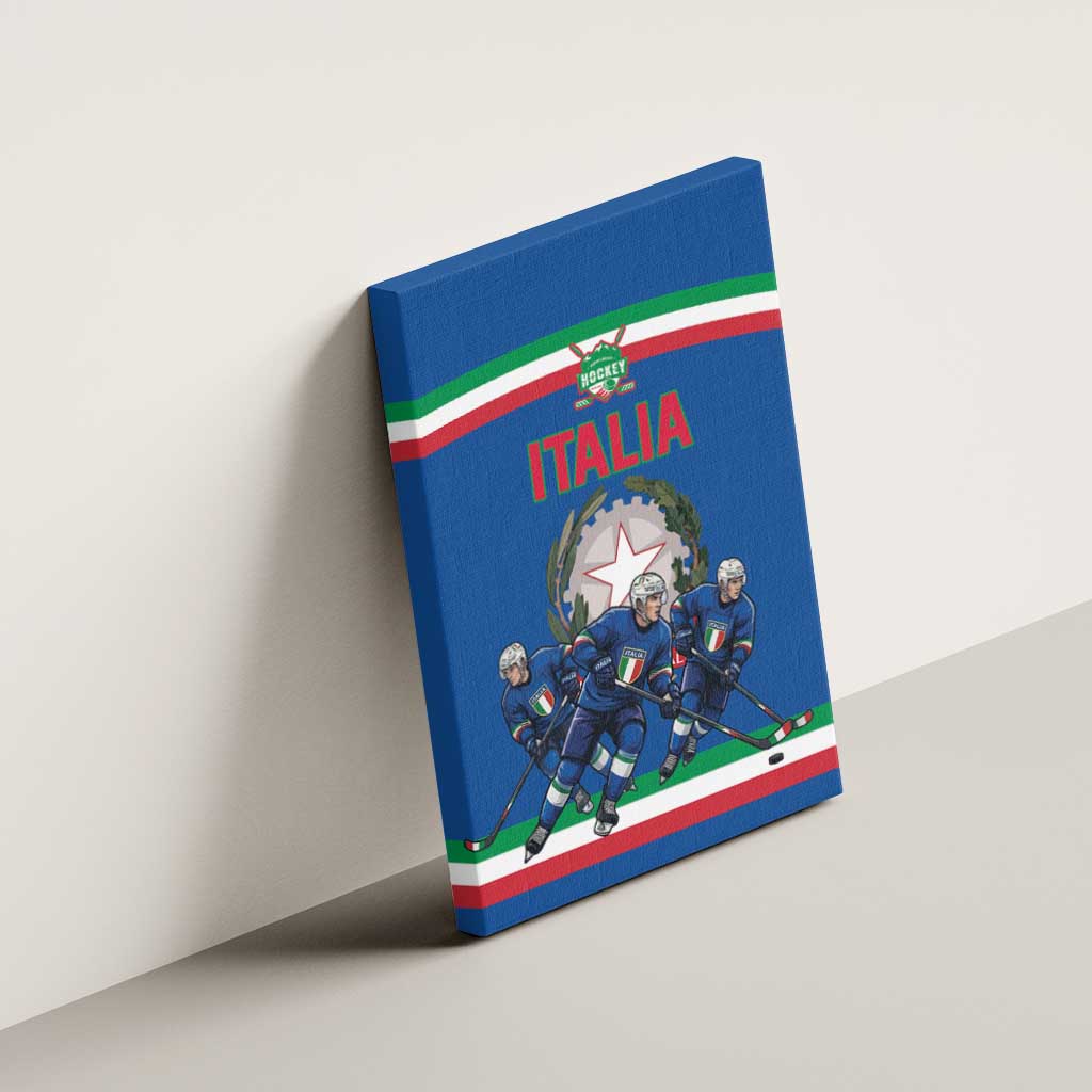 Italy Hockey Canvas Wall Art Italia Hockey Pride Vintage Blue