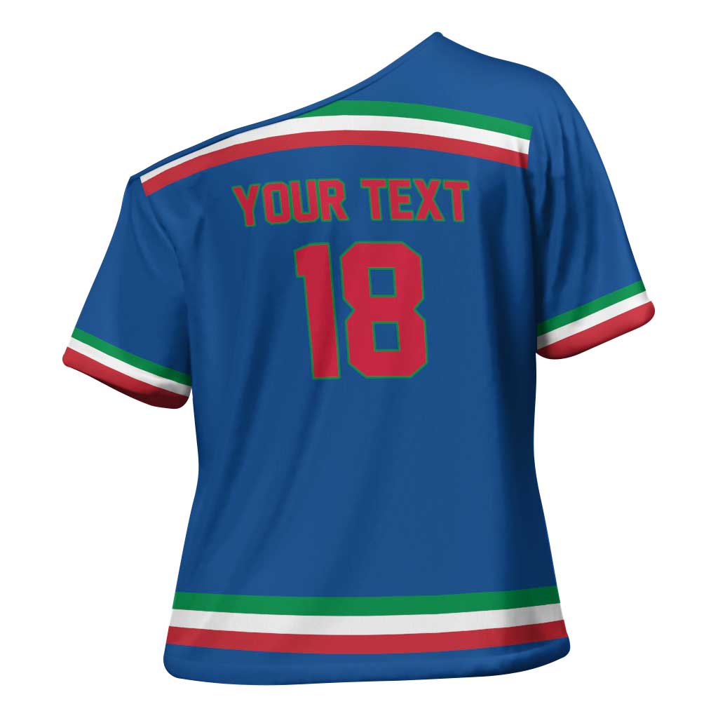 Italy Hockey Custom Cross Shoulder Shirt Italia Hockey Pride Vintage Blue