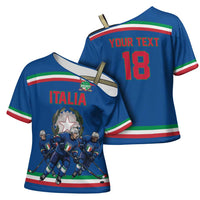 Italy Hockey Custom Cross Shoulder Shirt Italia Hockey Pride Vintage Blue