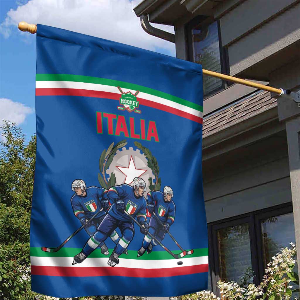 Italy Hockey Garden Flag Italia Hockey Pride Vintage Blue