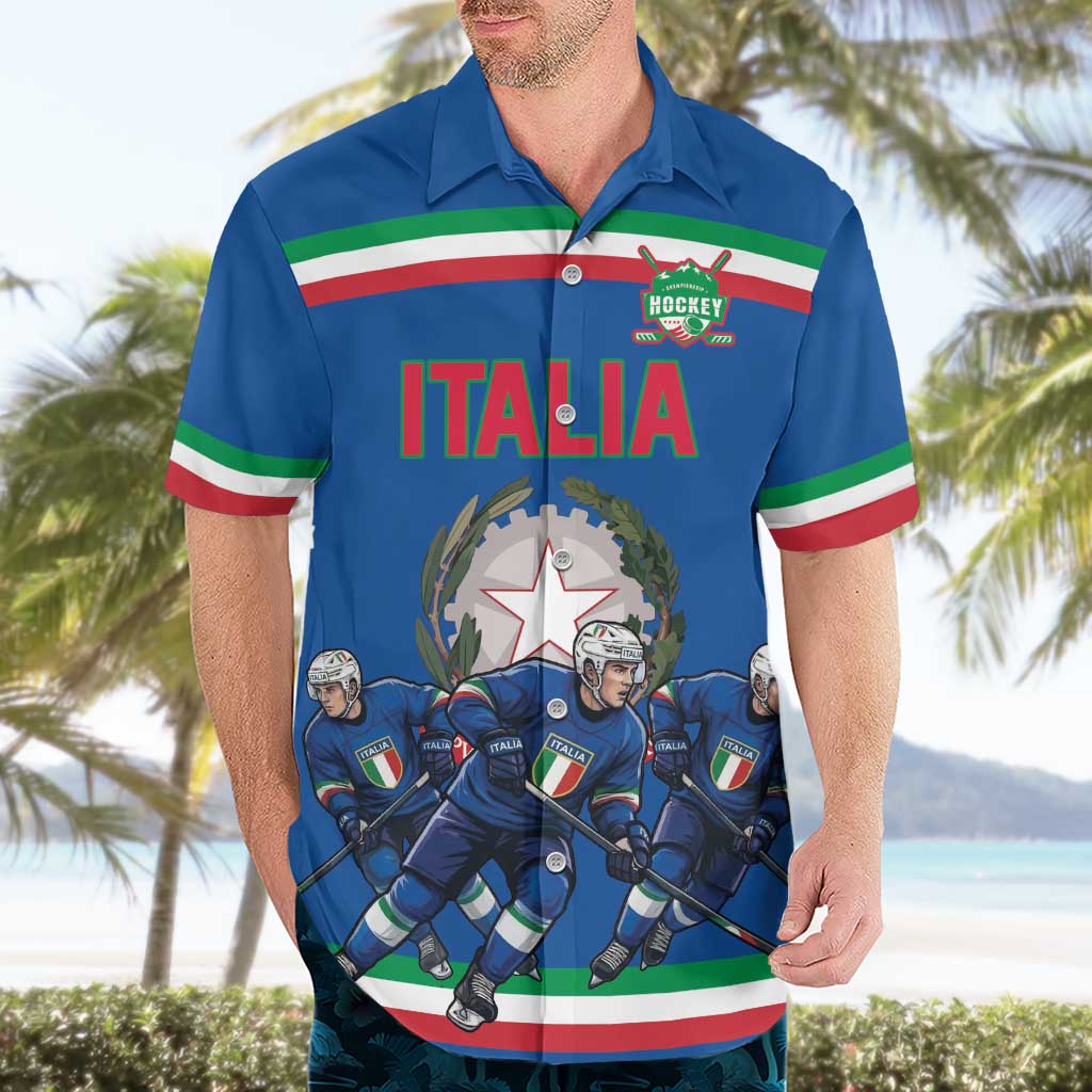 Italy Hockey Custom Hawaiian Shirt Italia Hockey Pride Vintage Blue