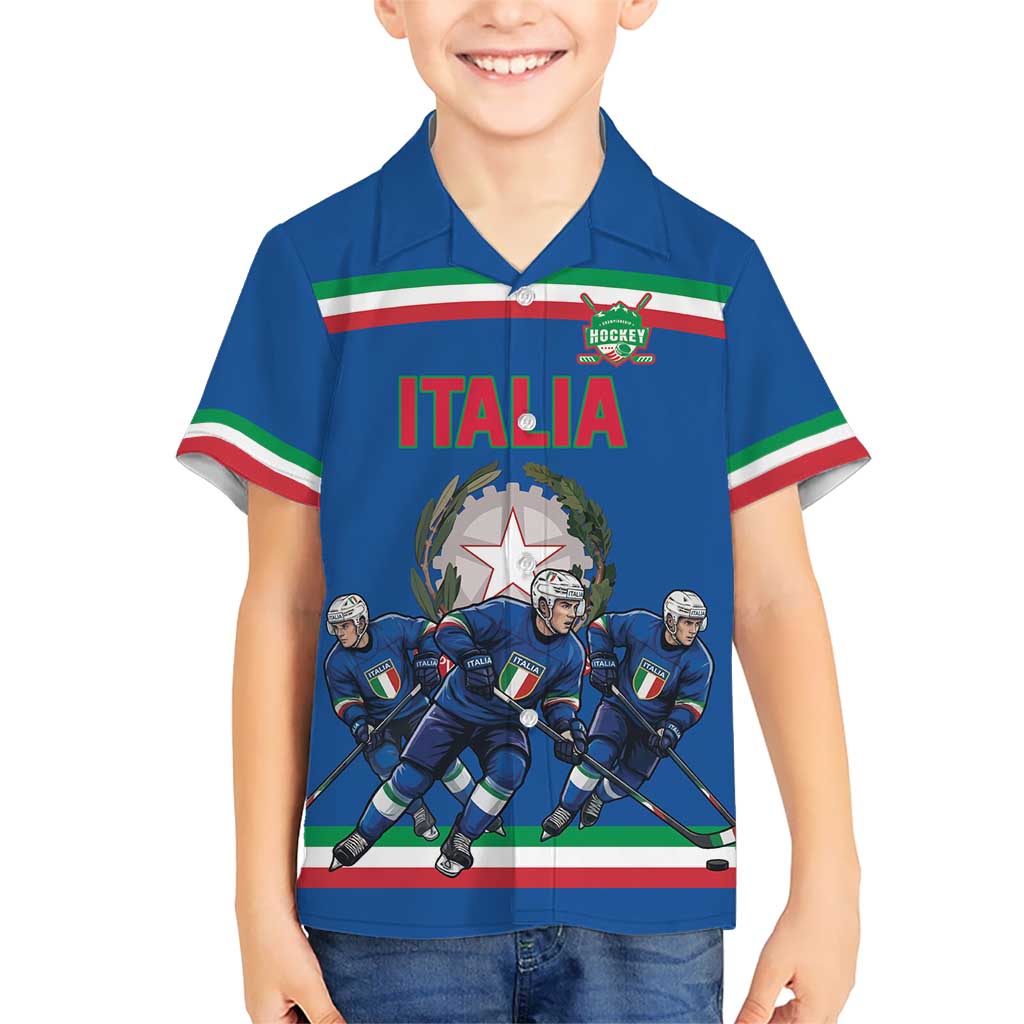 Italy Hockey Custom Hawaiian Shirt Italia Hockey Pride Vintage Blue