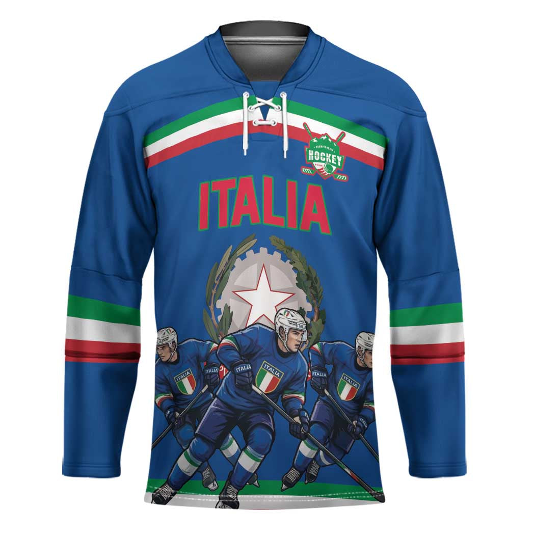 Italy Hockey Custom Hockey Jersey Italia Hockey Pride Vintage Blue