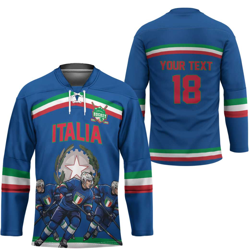 Italy Hockey Custom Hockey Jersey Italia Hockey Pride Vintage Blue