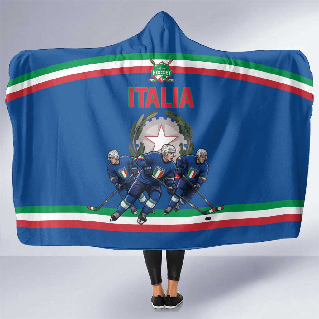 Italy Hockey Hooded Blanket Italia Hockey Pride Vintage Blue