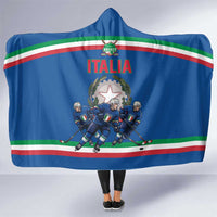 Italy Hockey Hooded Blanket Italia Hockey Pride Vintage Blue