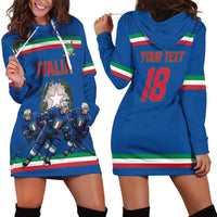 Italy Hockey Custom Hoodie Dress Italia Hockey Pride Vintage Blue
