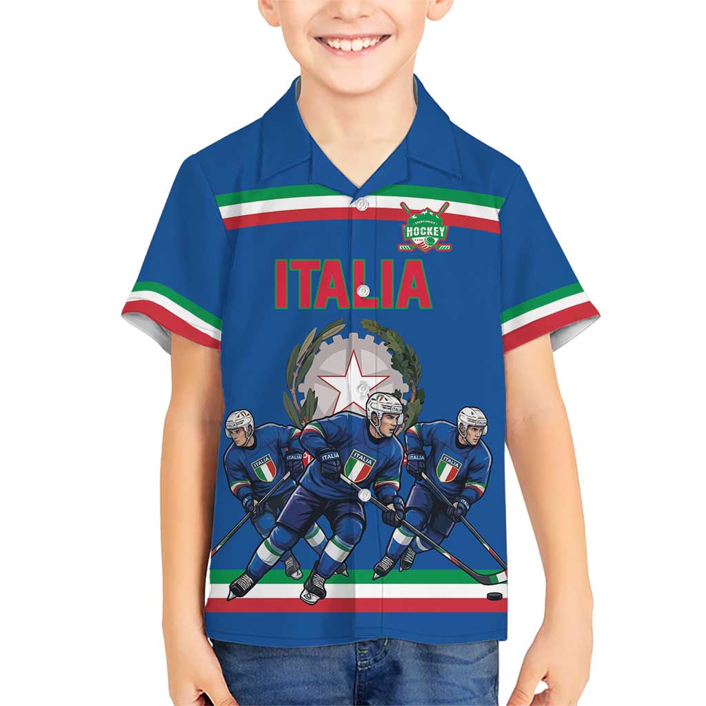 Italy Hockey Custom Kid Hawaiian Shirt Italia Hockey Pride Vintage Blue