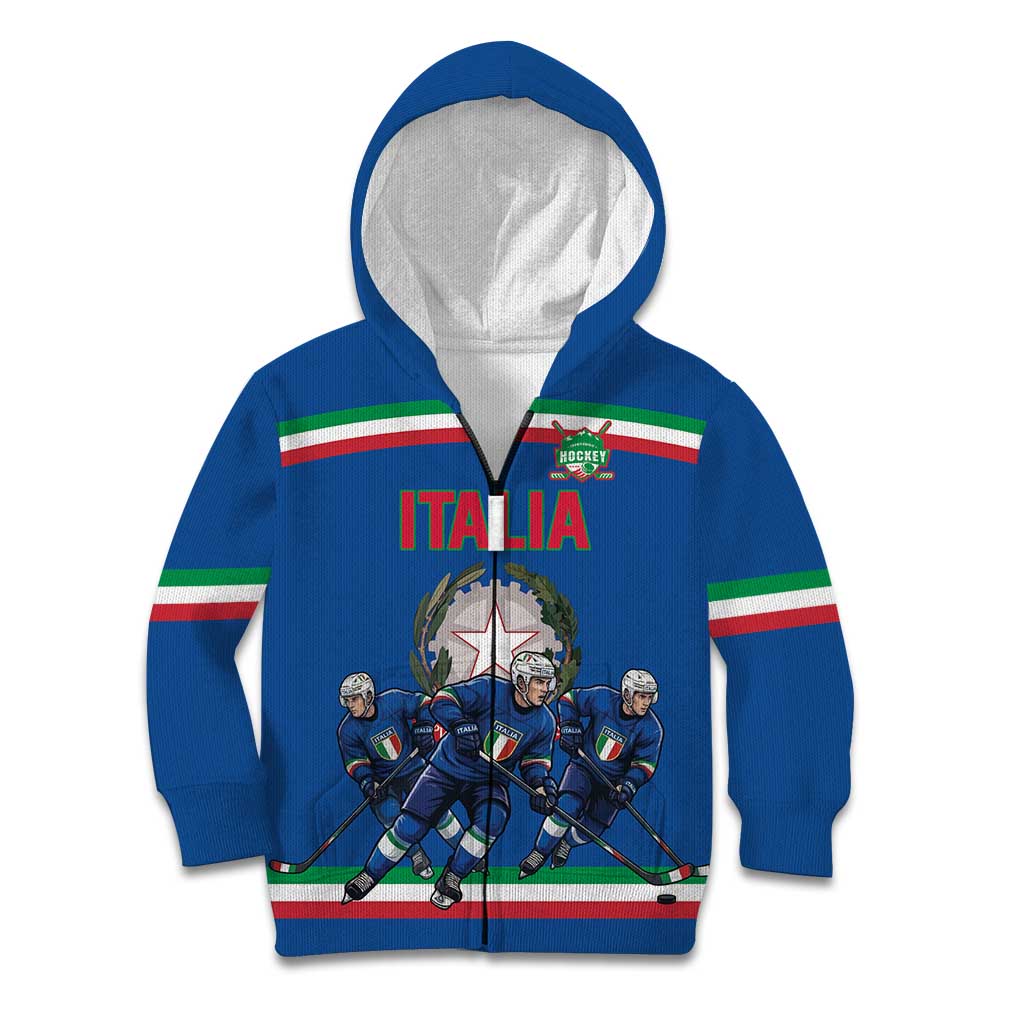 Italy Hockey Custom Kid Hoodie Italia Hockey Pride Vintage Blue
