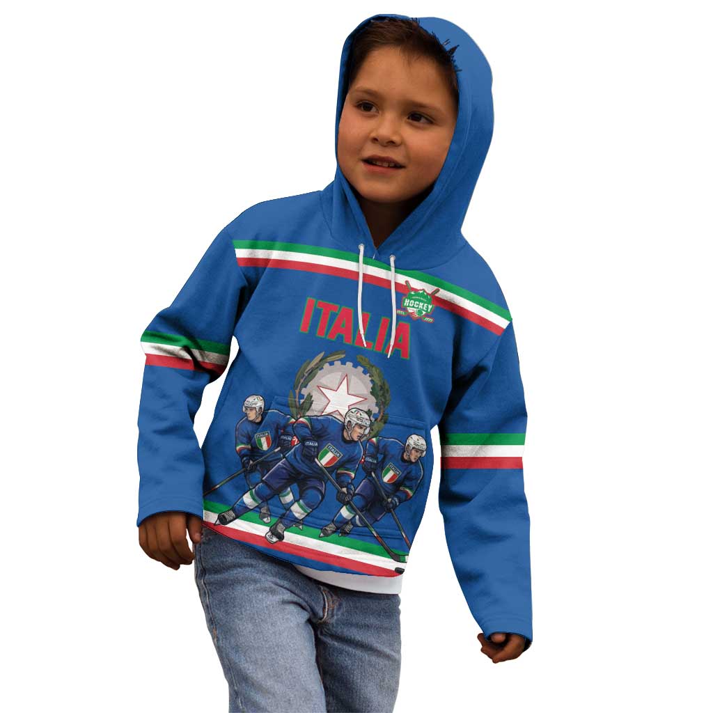 Italy Hockey Custom Kid Hoodie Italia Hockey Pride Vintage Blue