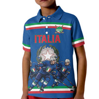 Italy Hockey Custom Kid Polo Shirt Italia Hockey Pride Vintage Blue
