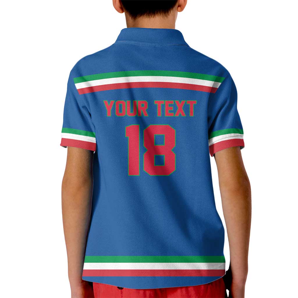 Italy Hockey Custom Kid Polo Shirt Italia Hockey Pride Vintage Blue