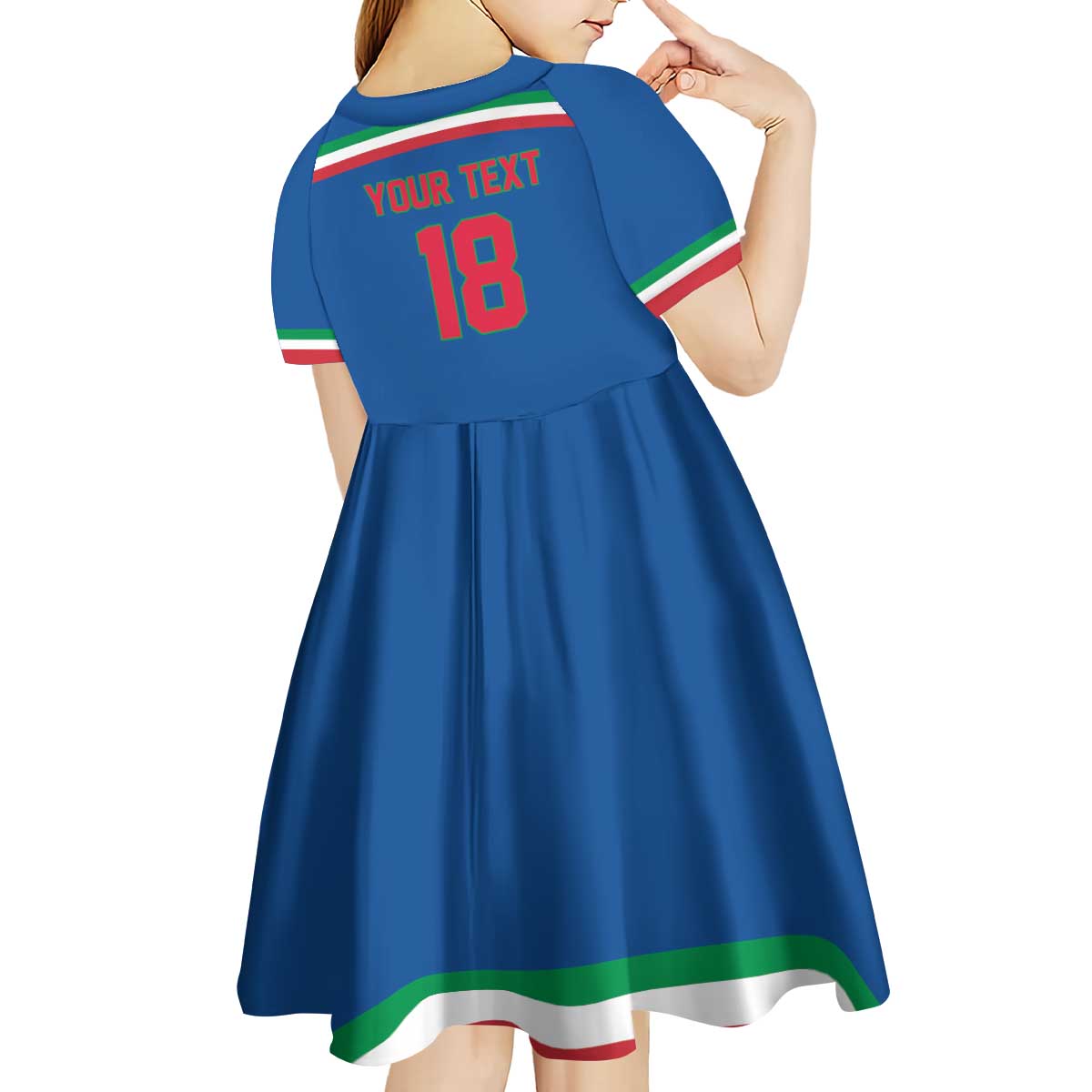 Italy Hockey Custom Kid Short Sleeve Dress Italia Hockey Pride Vintage Blue