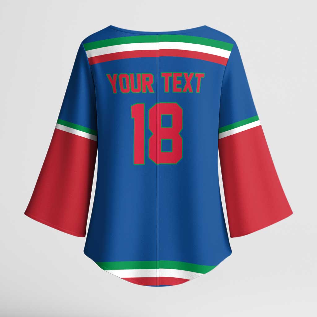 Italy Hockey Custom Kimono Sleeve Blouse Italia Hockey Pride Vintage Blue