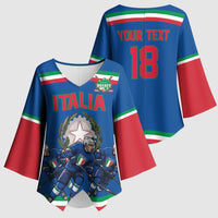 Italy Hockey Custom Kimono Sleeve Blouse Italia Hockey Pride Vintage Blue