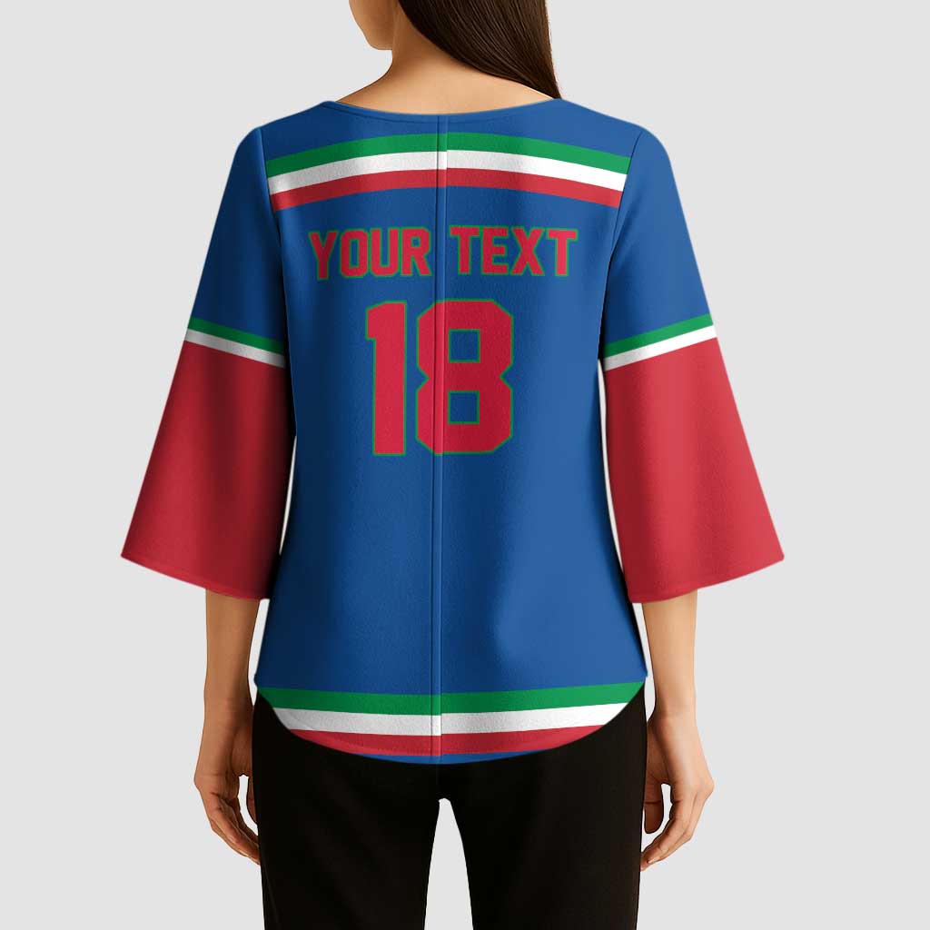 Italy Hockey Custom Kimono Sleeve Blouse Italia Hockey Pride Vintage Blue