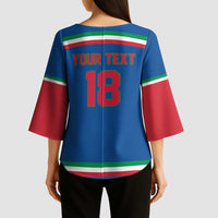 Italy Hockey Custom Kimono Sleeve Blouse Italia Hockey Pride Vintage Blue