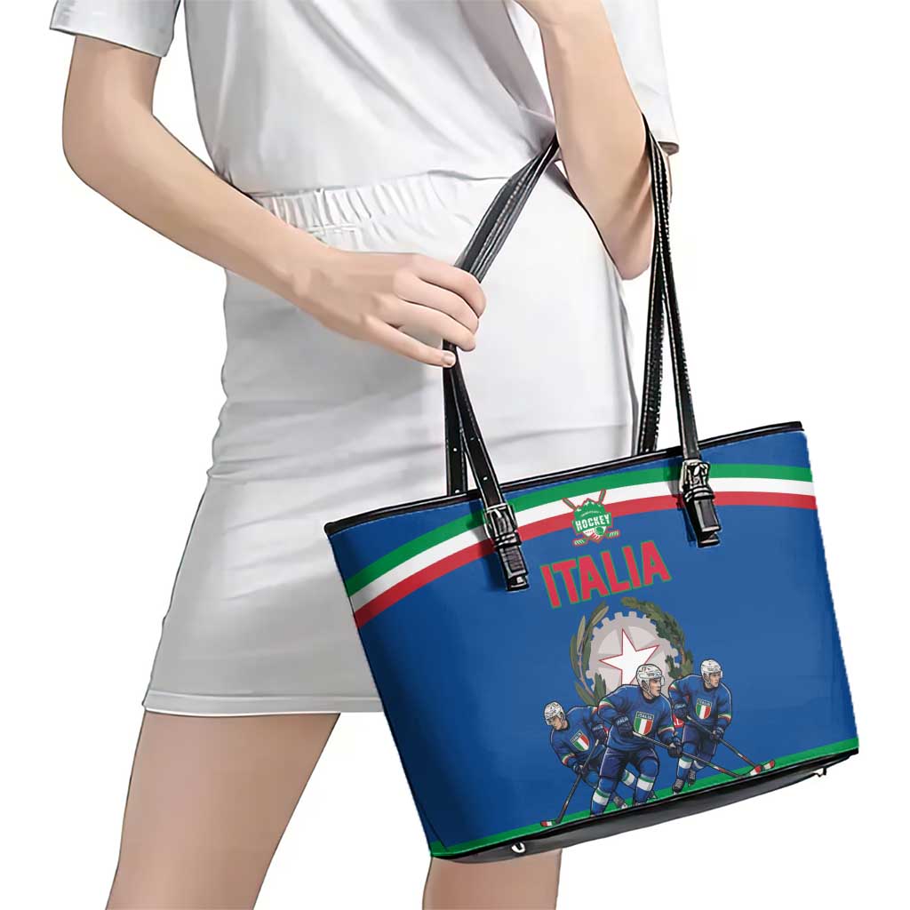 Italy Hockey Leather Tote Bag Italia Hockey Pride Vintage Blue
