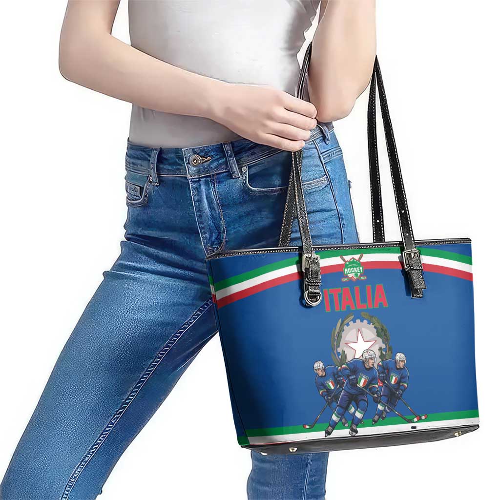 Italy Hockey Leather Tote Bag Italia Hockey Pride Vintage Blue