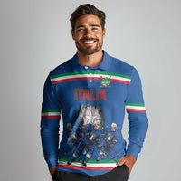 Italy Hockey Custom Long Sleeve Polo Shirt Italia Hockey Pride Vintage Blue