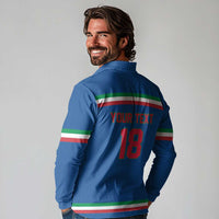 Italy Hockey Custom Long Sleeve Polo Shirt Italia Hockey Pride Vintage Blue