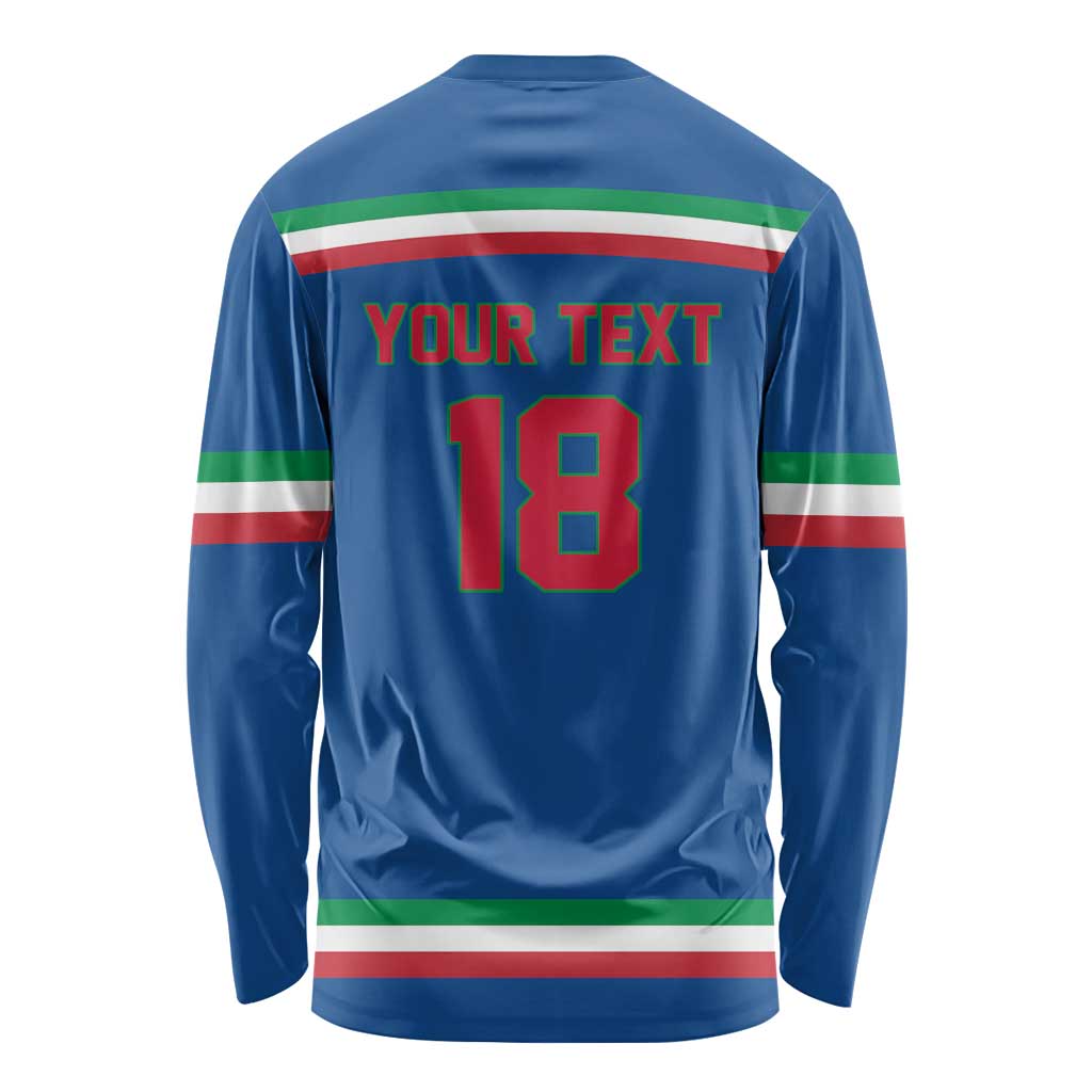 Italy Hockey Custom Long Sleeve Shirt Italia Hockey Pride Vintage Blue