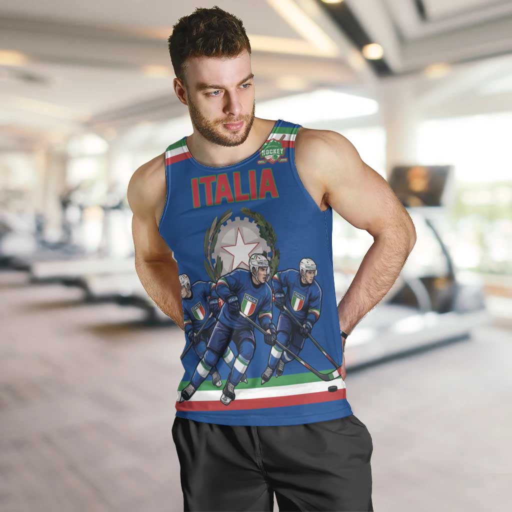 Italy Hockey Custom Men Tank Top Italia Hockey Pride Vintage Blue