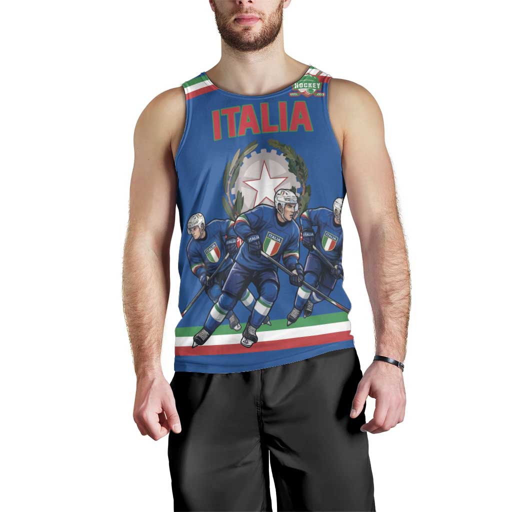 Italy Hockey Custom Men Tank Top Italia Hockey Pride Vintage Blue