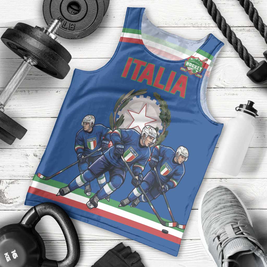 Italy Hockey Custom Men Tank Top Italia Hockey Pride Vintage Blue