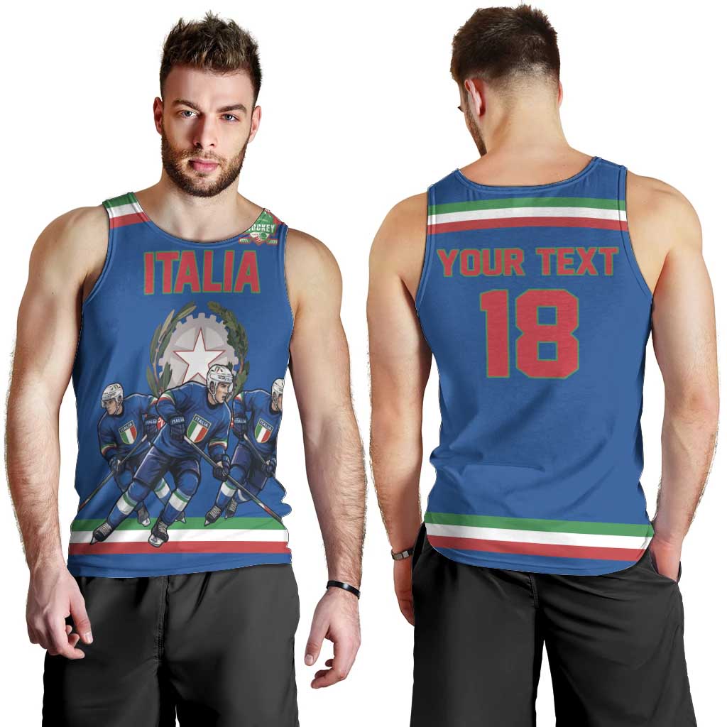 Italy Hockey Custom Men Tank Top Italia Hockey Pride Vintage Blue