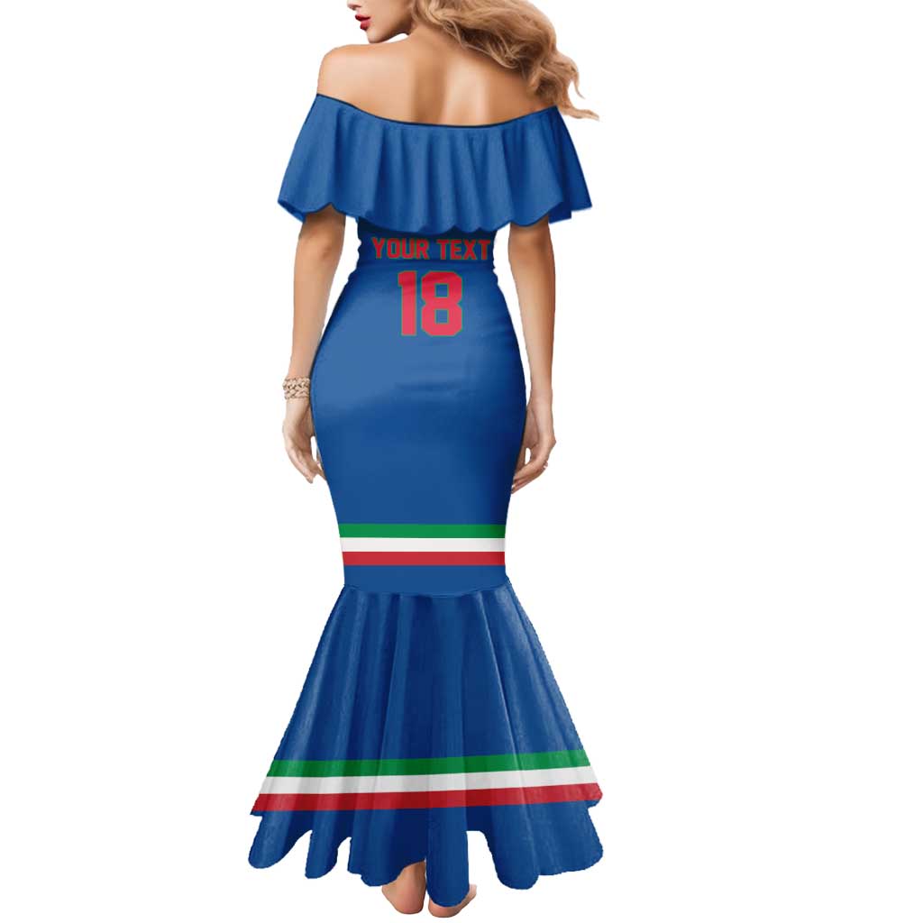 Italy Hockey Custom Mermaid Dress Italia Hockey Pride Vintage Blue