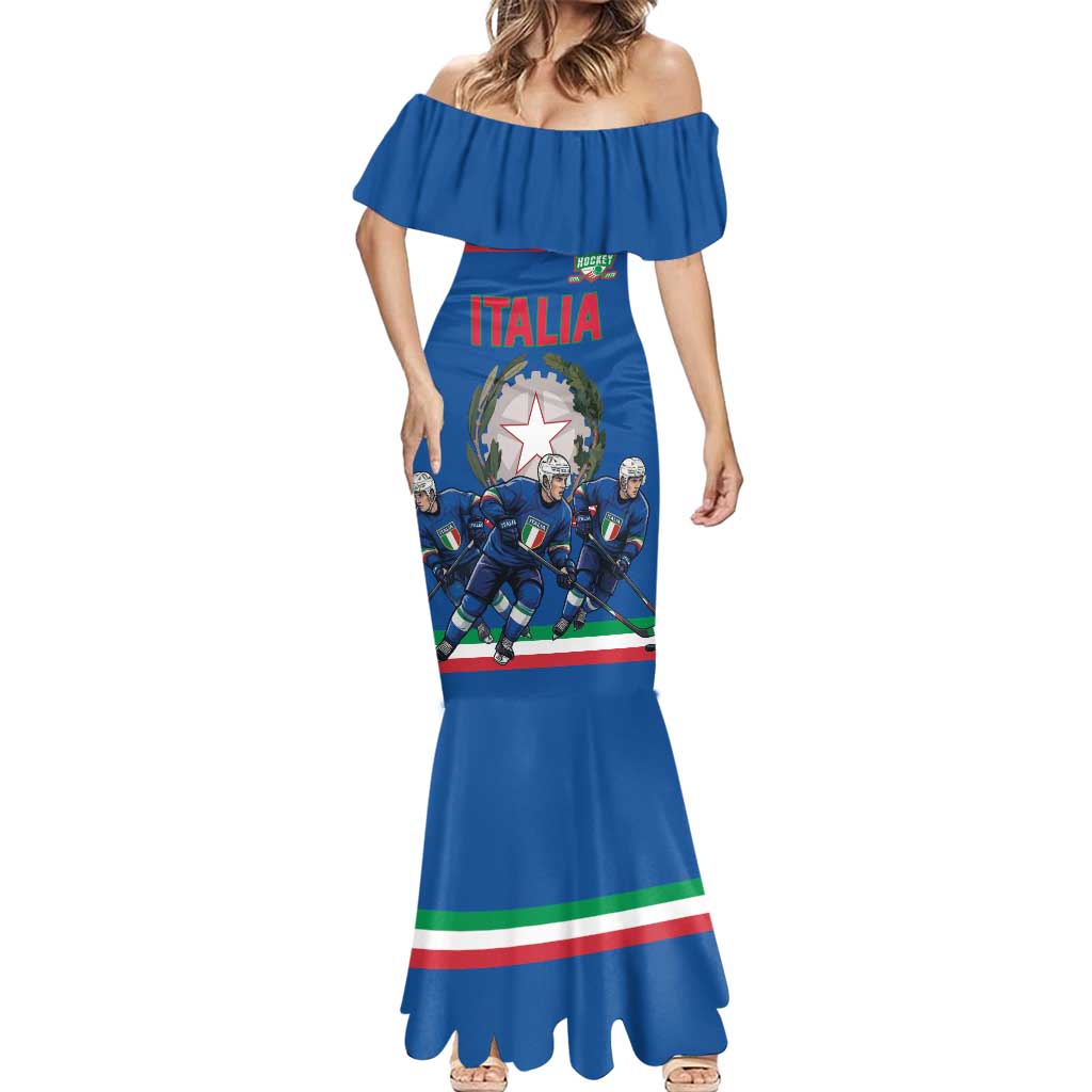 Italy Hockey Custom Mermaid Dress Italia Hockey Pride Vintage Blue