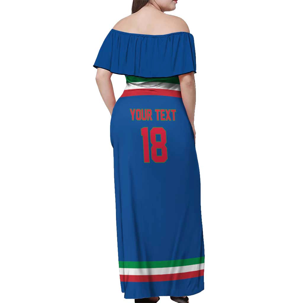 Italy Hockey Custom Off Shoulder Maxi Dress Italia Hockey Pride Vintage Blue