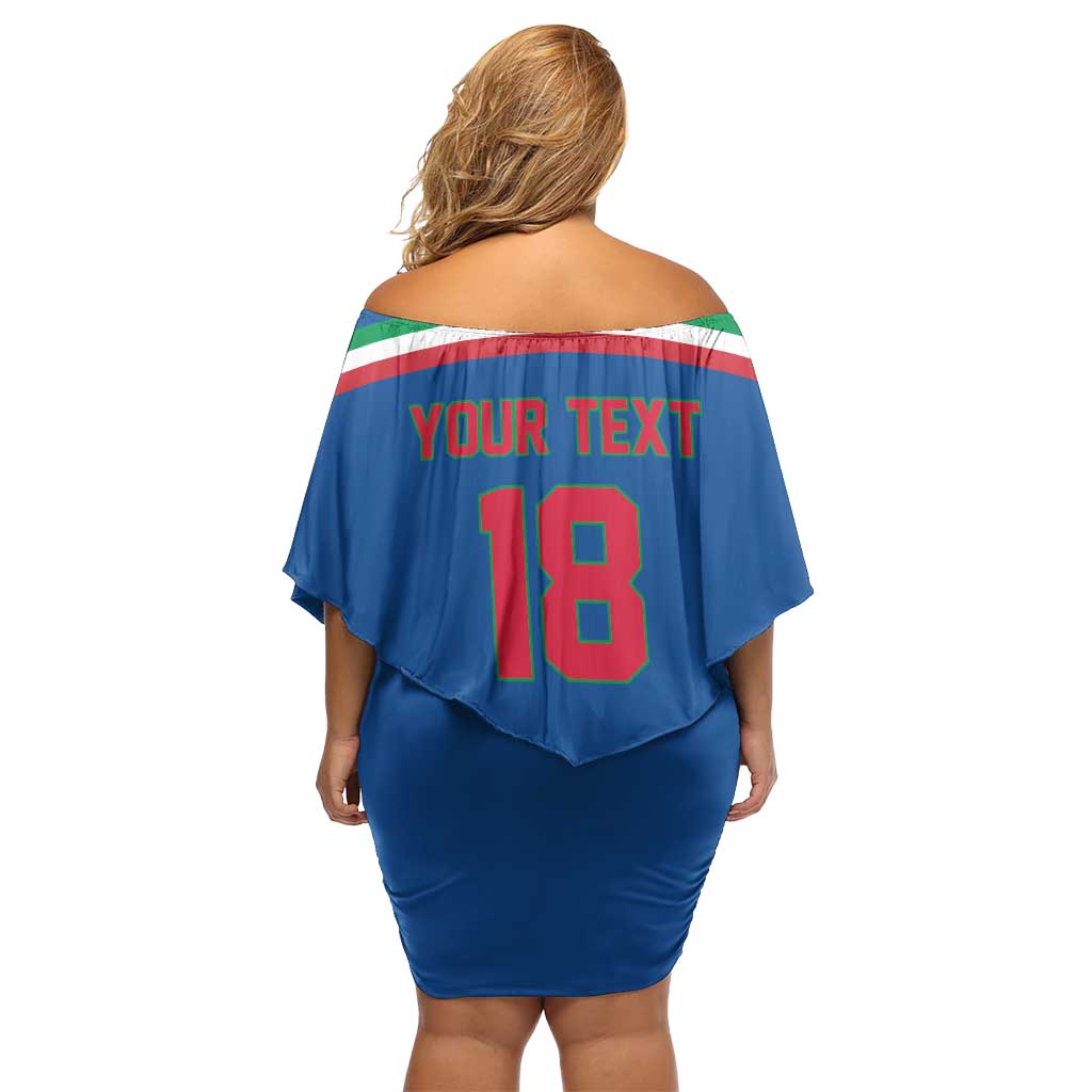 Italy Hockey Custom Off Shoulder Short Dress Italia Hockey Pride Vintage Blue