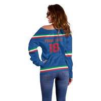 Italy Hockey Custom Off Shoulder Sweater Italia Hockey Pride Vintage Blue