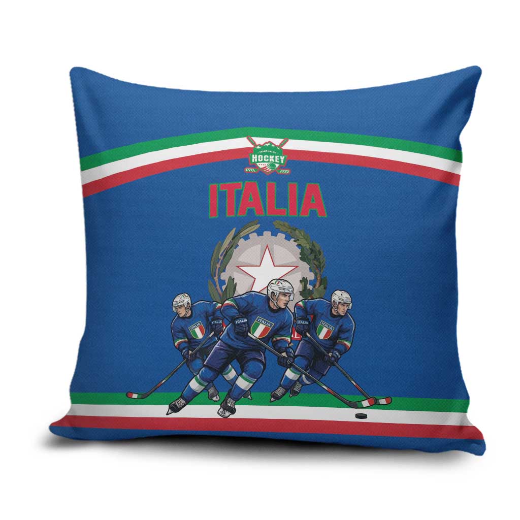 Italy Hockey Pillow Cover Italia Hockey Pride Vintage Blue