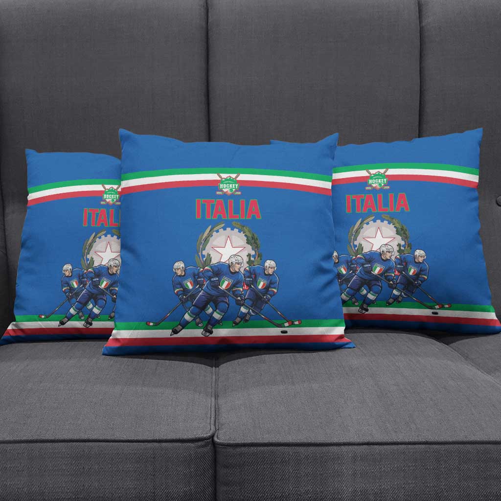Italy Hockey Pillow Cover Italia Hockey Pride Vintage Blue