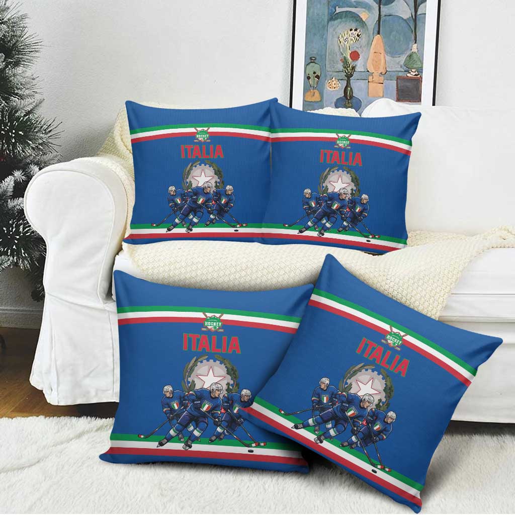 Italy Hockey Pillow Cover Italia Hockey Pride Vintage Blue