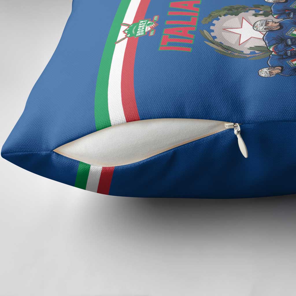 Italy Hockey Pillow Cover Italia Hockey Pride Vintage Blue