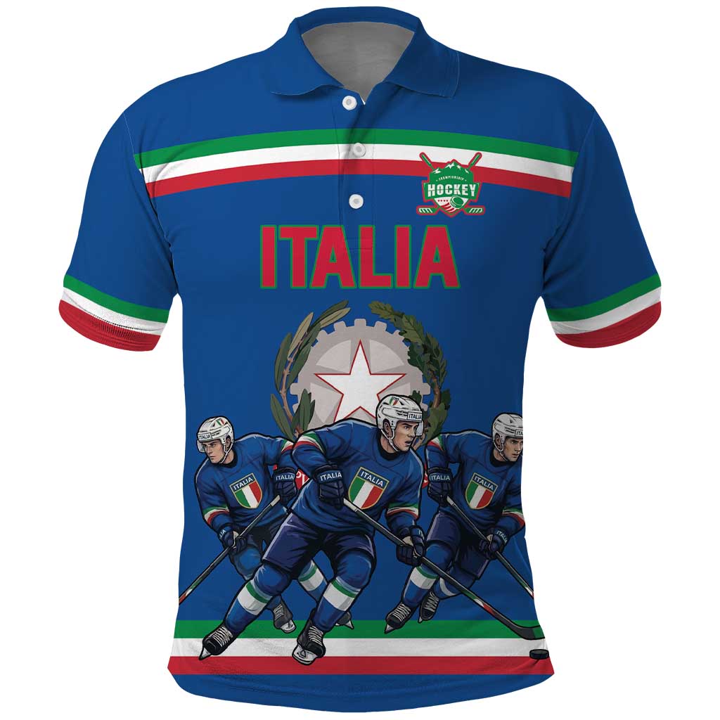 Italy Hockey Custom Polo Shirt Italia Hockey Pride Vintage Blue