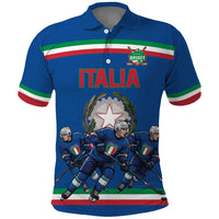 Italy Hockey Custom Polo Shirt Italia Hockey Pride Vintage Blue