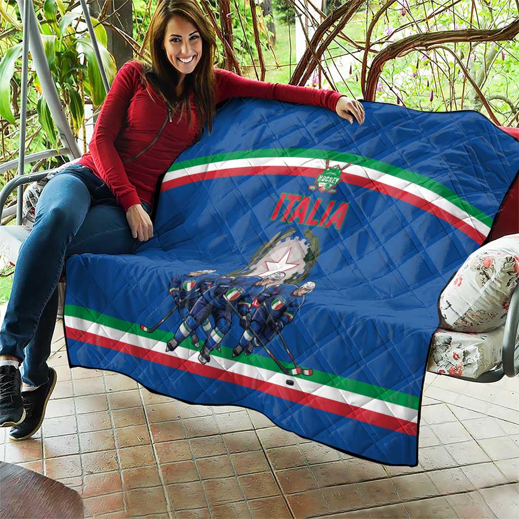 Italy Hockey Quilt Italia Hockey Pride Vintage Blue