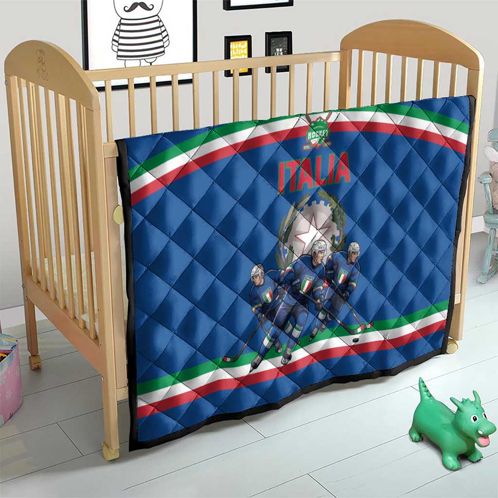 Italy Hockey Quilt Italia Hockey Pride Vintage Blue