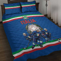 Italy Hockey Quilt Bed Set Italia Hockey Pride Vintage Blue