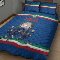 Italy Hockey Quilt Bed Set Italia Hockey Pride Vintage Blue
