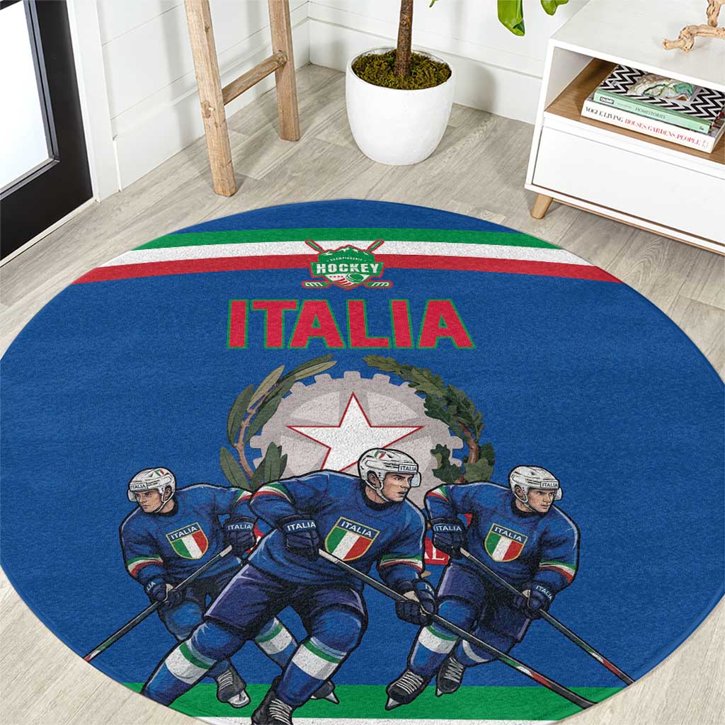 Italy Hockey Round Carpet Italia Hockey Pride Vintage Blue
